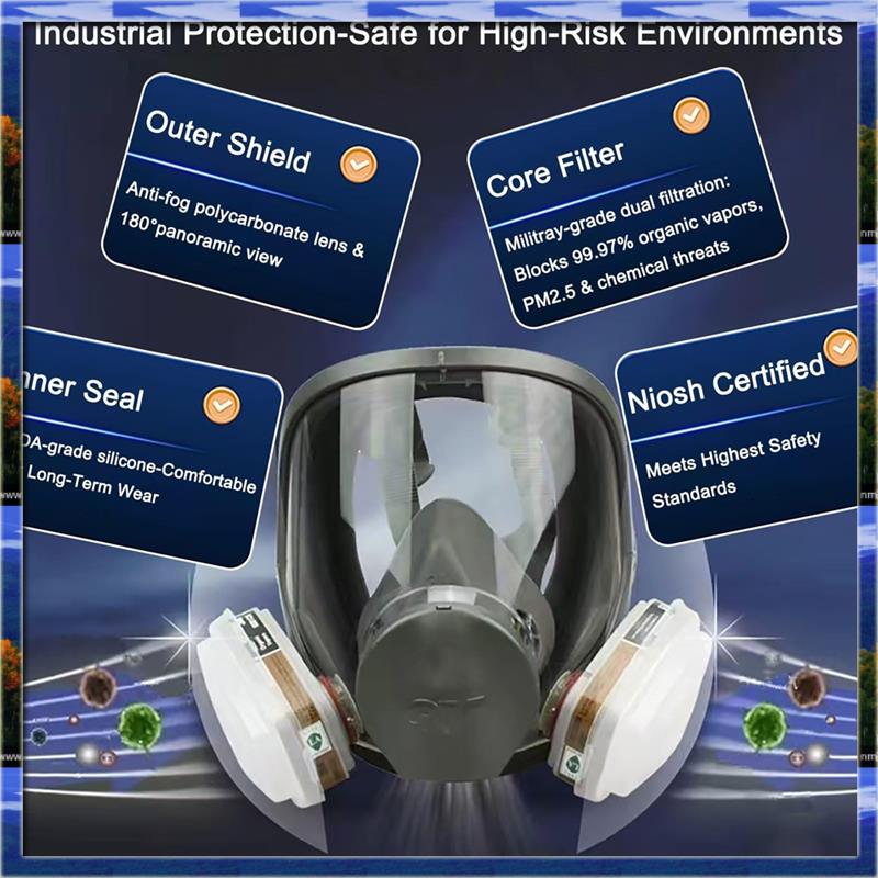 Dust Mask Construction - LJL Herbruikbaar volgelaatsmasker Stofmaskers voor chemische