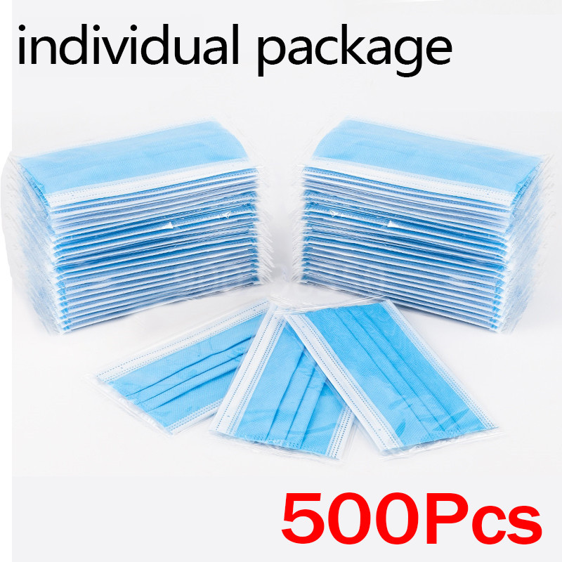 Disposable Mask Blue - 10-500 stuks wegwerp volwassenen individueel pakket